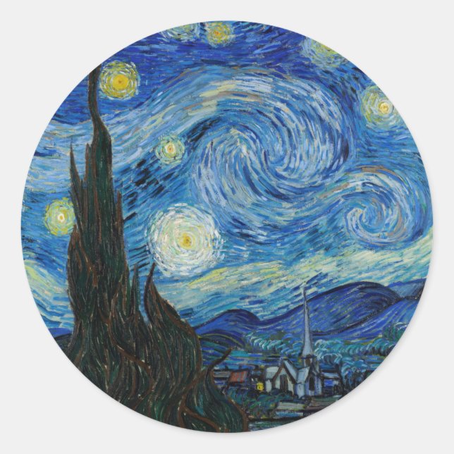 Sticker Rond Nuit étoilée | Vincent van Gogh (Devant)