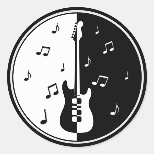 Sticker Rond Nuit guitare (Devant)