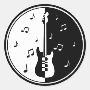 Sticker Rond Nuit guitare