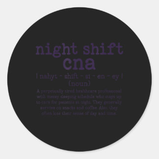 Sticker Rond Nuit Rétro Infirmière Cna Définition Soins Infirmi