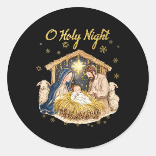 Sticker Rond Nuit Sainte Religieuse Noël Nativité Scène F