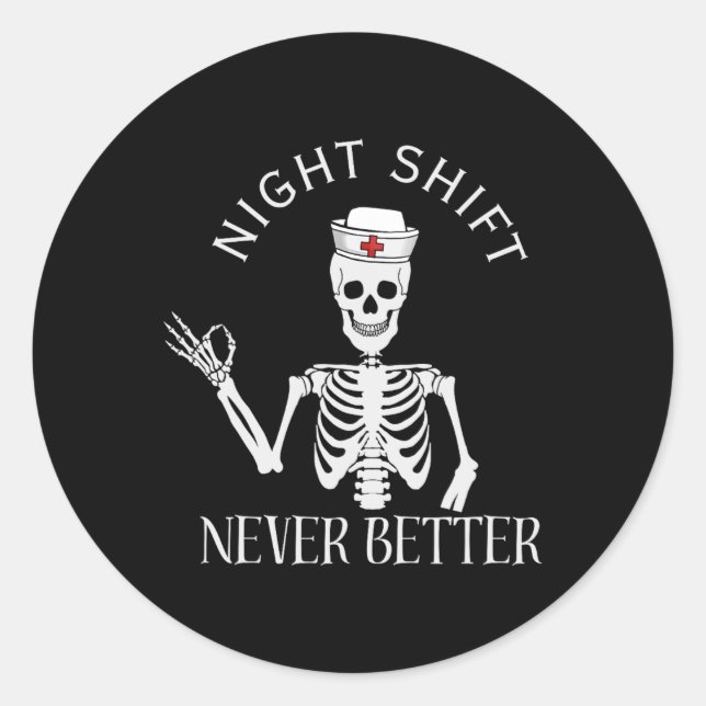 Sticker Rond Nuit Shift Nurse Icu Rn Er Cvicu Nicu Ed Np Hallo (Devant)