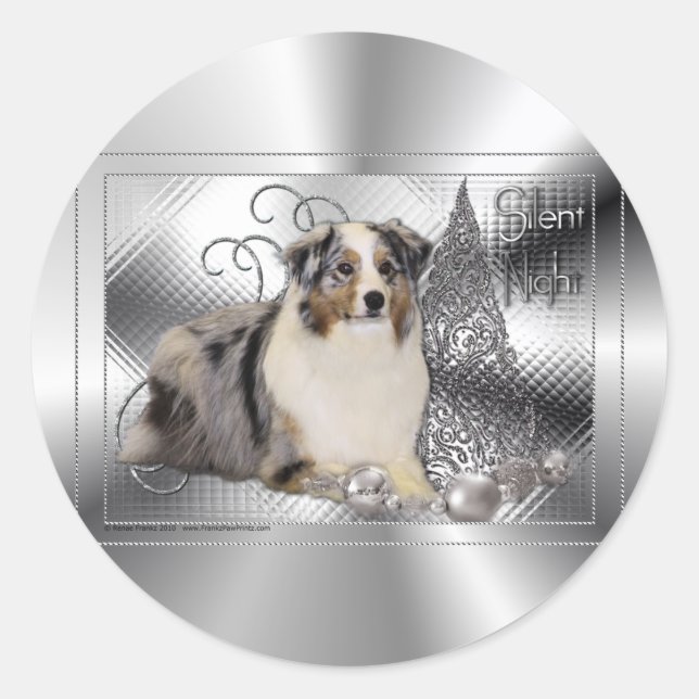 Sticker Rond Nuit silencieuse - Berger australien (Devant)