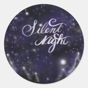 Sticker Rond Nuit silencieuse - romantique Fête de neige