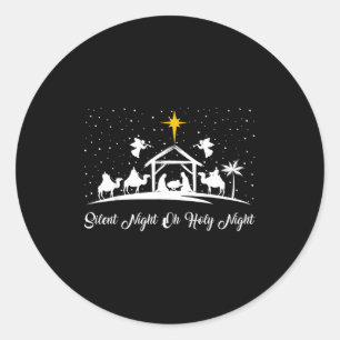 Sticker Rond Nuit silencieuse Sainte Nuit Scène de la Nativité