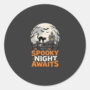 Sticker Rond Nuit Sombre de Halloween au Clair de Lune