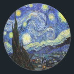 Sticker Rond Nuit Starry Par Vincent Van Gogh 1889<br><div class="desc">À ma connaissance,  ces images sont du domaine public et sont censées être utilisées sans restriction aux États-Unis. 
 S'il vous plaît contactez-moi si vous découvrez que l'une de ces images n'est pas dans le domaine public.</div>