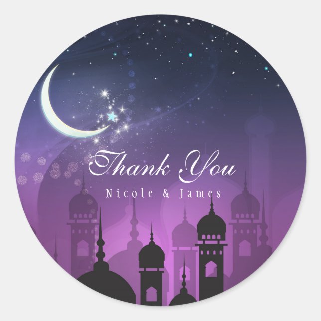 Sticker Rond Nuits Arabes Maroc Violet Clair de Lune (Devant)