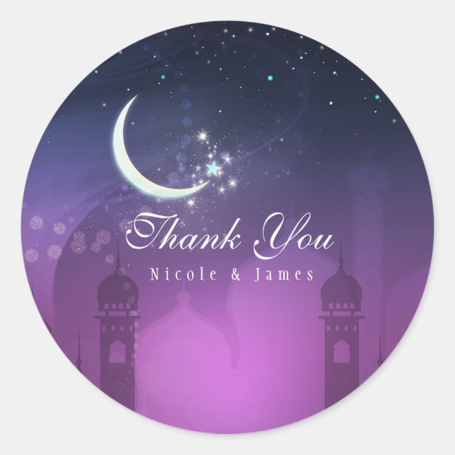 Sticker Rond Nuits arabes Morocain Clair de lune pourpre (Devant)