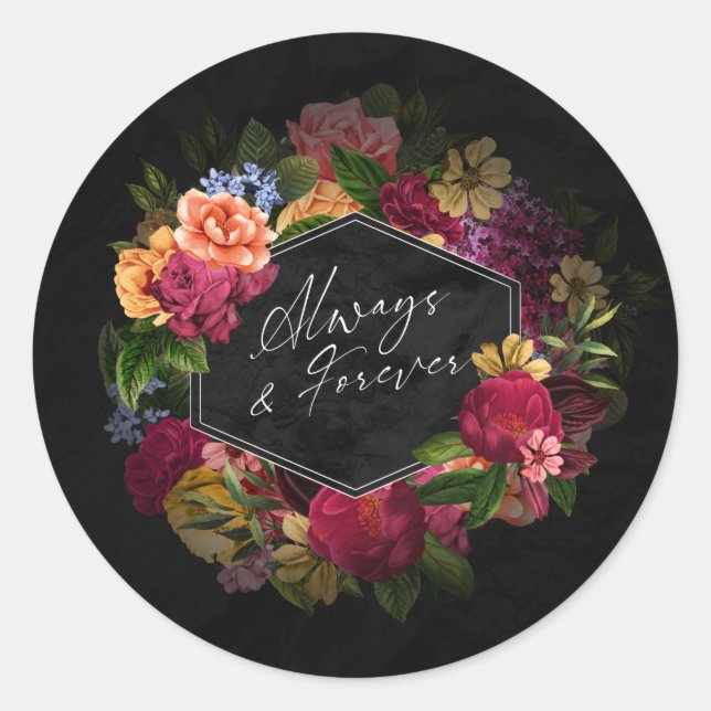 Sticker Rond Nuits Sultry Floral Mariage Always Forever ID829 (Devant)