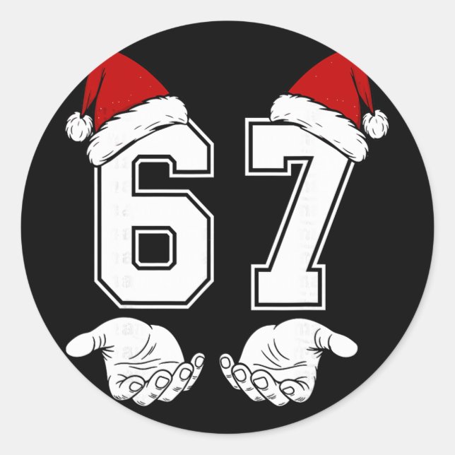 Sticker Rond Number 67 Matching Six Seven 6 7 Meme 6 7 Christma (Devant)