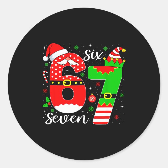 Sticker Rond Number 67 Matching Six Seven 6 7 Meme 6-7 Christma (Devant)
