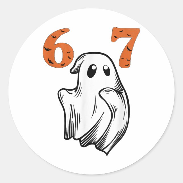 Sticker Rond Number 67 Matching Six Seven 6 7 Meme Halloween Co (Devant)