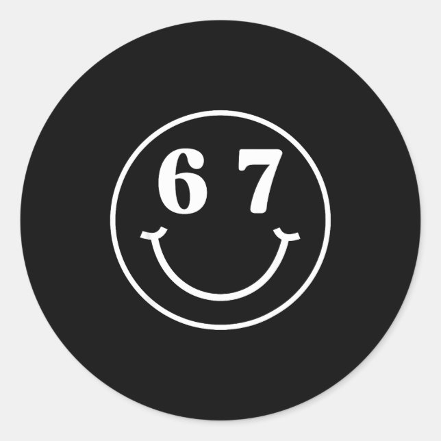 Sticker Rond Number 67 Player Or 67th Birthday Six Seven Funny  (Devant)