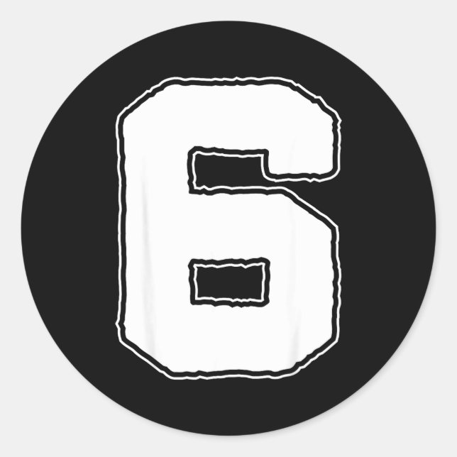 Sticker Rond Number 6 6th Birthday Boy Kids Six Year Old Happy  (Devant)