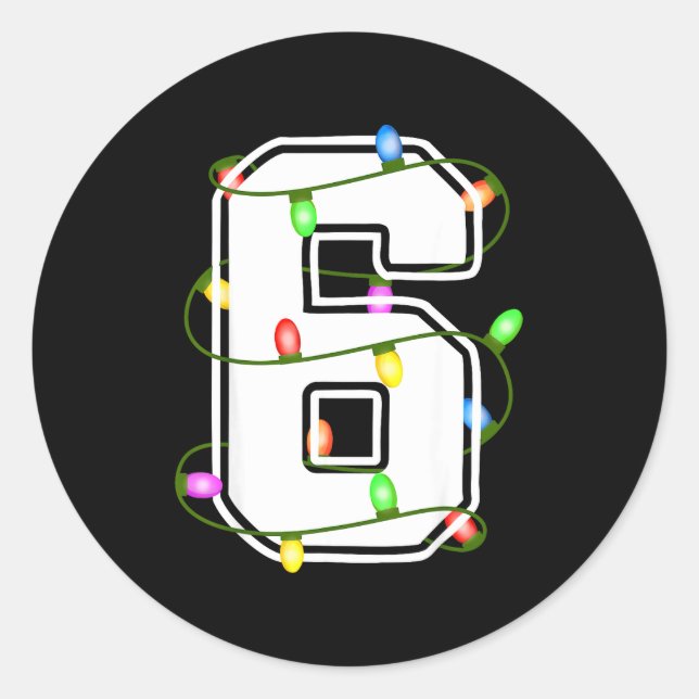 Sticker Rond Number 6 6th Birthday Boy Six Christmas Happy Birt (Devant)