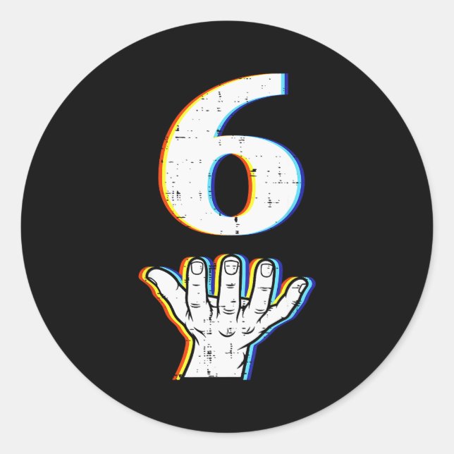 Sticker Rond Number 6 Matching 67 Meme Halloween Costume Men Wo (Devant)