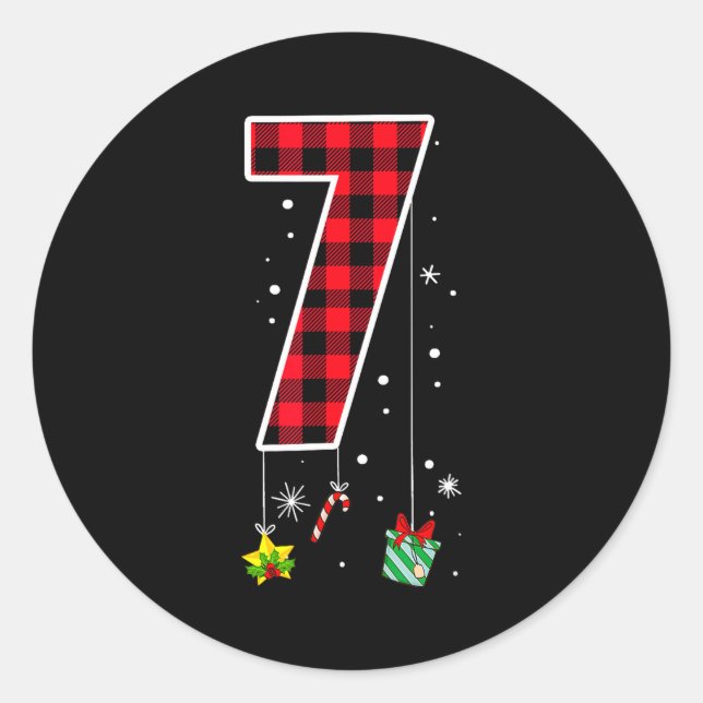Sticker Rond Number 7 Funny Meme Saying 6 7 Six Seven Christmas (Devant)