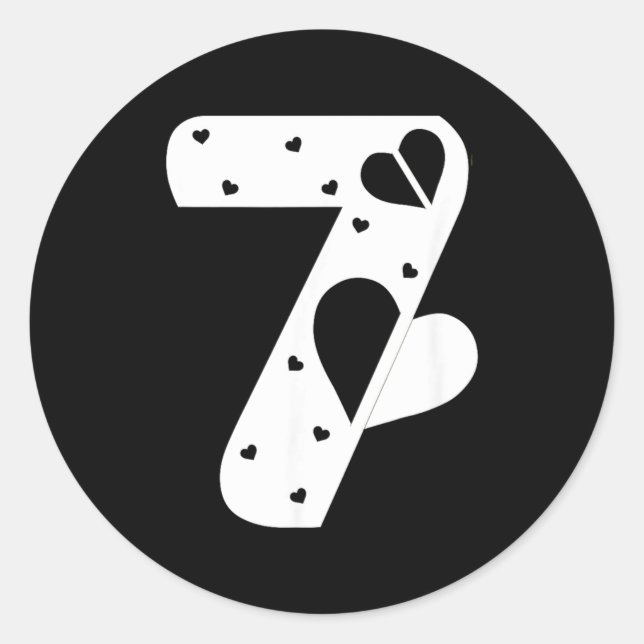 Sticker Rond Number 7 Hearts Love 67 Couple Matching Christmas  (Devant)