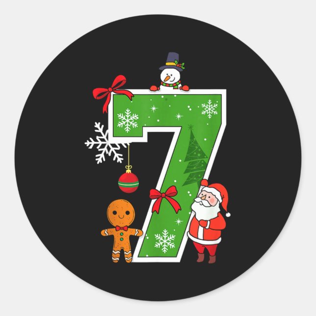 Sticker Rond Number 7 Matching 67 Meme Christmas Costume Men Wo (Devant)