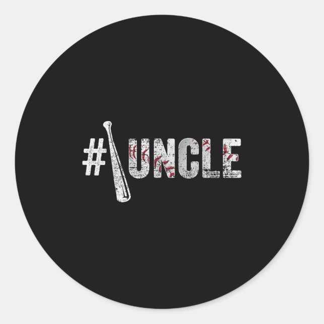 Sticker Rond Number One Baseball Uncle Fathers Day Funny Baseba (Devant)
