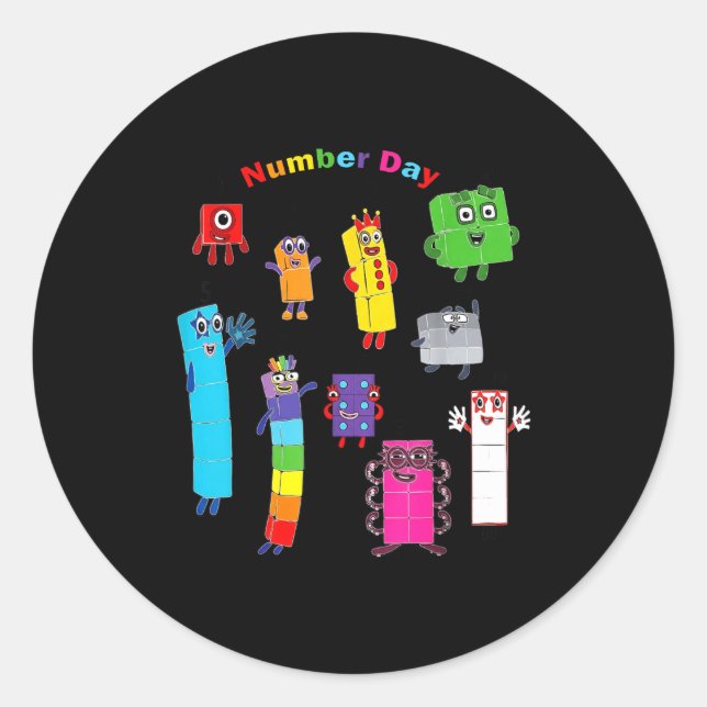 Sticker Rond Numberblock number day funny happy numbers  (Devant)