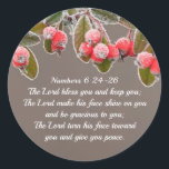 Sticker Rond Numbers 6 24-26 The Lord bless you and keep you<br><div class="desc">Beautiful stickers depicts a branch of frosted red berries and features Bible Verse Numbers 6:24-26,  "The Lord bless you and keep you; The Lord make his face shine on you and be gracious to you; The Lord turn his face toward you and give you peace." *</div>