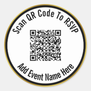 Sticker Rond Numériser le code QR vers RSVP Nom de l'événeme
