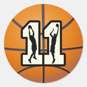 Sticker Rond Numéro 11 Basketball et joueurs