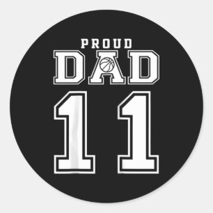 Sticker Rond Numéro 11 Papa de basket-ball personnalisé fier
