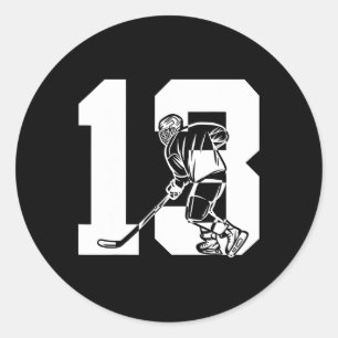 Sticker Rond Numéro 13 Ans Hockey sur glace 13e Anniversaire (1