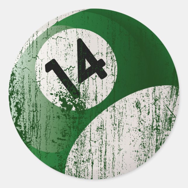STICKER ROND NUMÉRO 14 BILLIARDS BALL - STYLE ÉRODÉE (Devant)