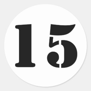 Sticker Rond Numéro 15 Quinze chiffres au crayon blanc par Jan
