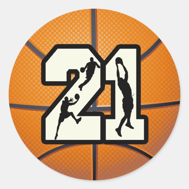 Sticker Rond Numéro 21 Basketball (Devant)