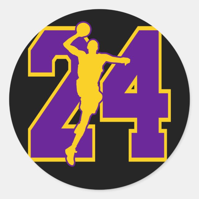 STICKER ROND NUMÉRO 24 AVEC JOUEUR DE BASKETBALL (Devant)