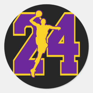STICKER ROND NUMÉRO 24 AVEC LE JOUEUR DE BASKET