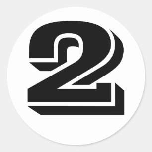 Sticker Rond Numéro 2 Deux chiffres Vineta par Janz White