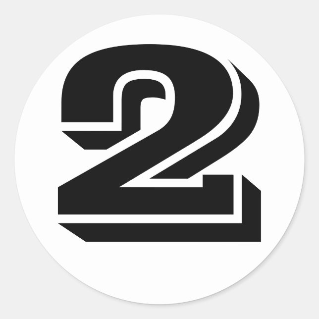 Sticker Rond Numéro 2 Deux chiffres Vineta par Janz White (Devant)