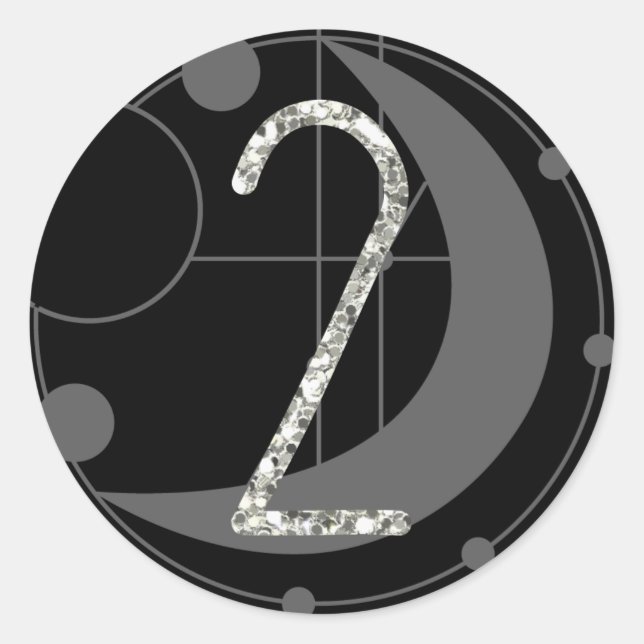 Sticker Rond Numéro 2 Monogramme à deux runes Géométrique Lune  (Devant)