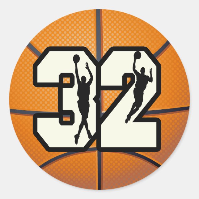 Sticker Rond Numéro 32 Basketball (Devant)