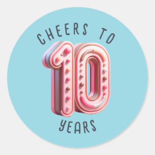 Sticker Rond Numéro 3D 10e anniversaire ou anniversaire Jalon