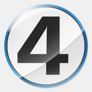 Sticker Rond Numéro 4 Baguette bleue