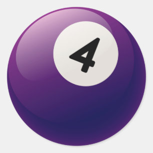 STICKER ROND NUMÉRO 4 BILLIARDS BALL