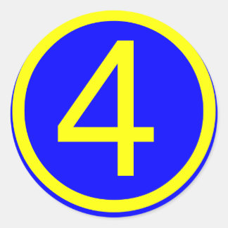 Sticker Rond numéro 4 dans un cercle, arrière - plan bleu