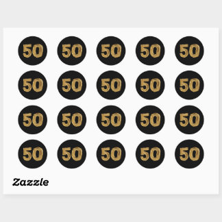 Sticker Rond Numéro 50 Cinquante Texte Iridescendant