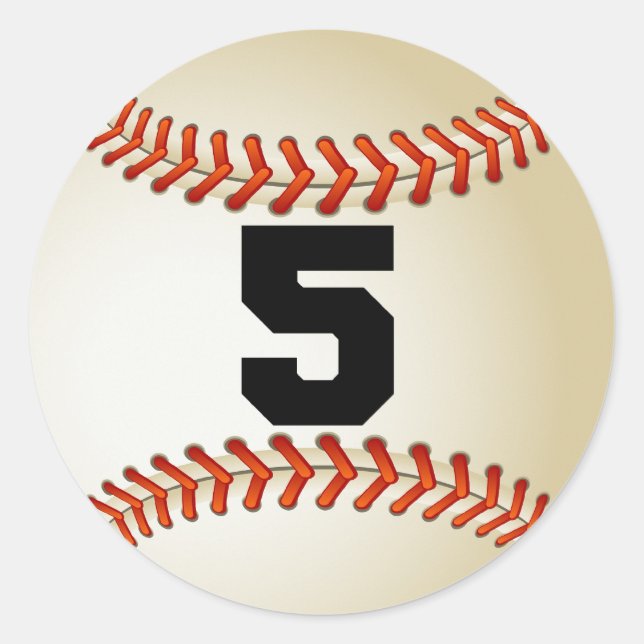 Sticker Rond Numéro 5 Baseball (Devant)