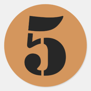 Sticker Rond Numéro 5 Cinq Pérou Numéros de crayon d'or par Jan