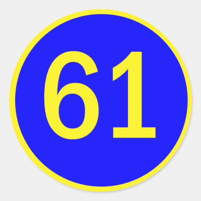 Sticker Rond numéro, 61, dans un cercle (Devant)