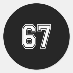 Sticker Rond Numéro 67 en blanc 