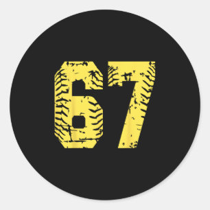 Sticker Rond Numéro 67 Groupe Jaune Anniversaire Halloween Corr